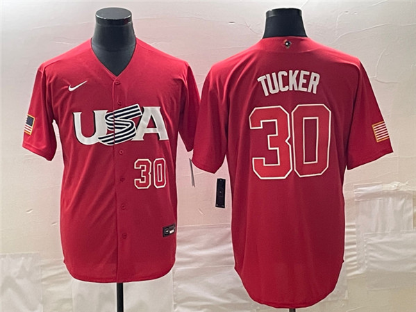 Men's USA Baseball #30 Kyle Tucker 2023 Red World Baseball Classic With Patch Stitched